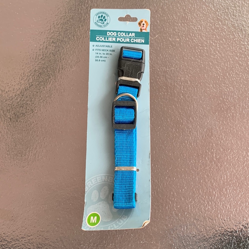 medium blue adjustable dog collar